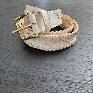 J. Crew Cream and Gold Woven Belt